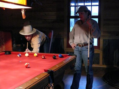 Buck shooting pool