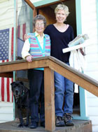 Betsy Shirley, Cindy Meehl and Cindy's dog, Max