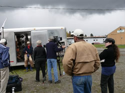 Camera crew trying to beat the storm