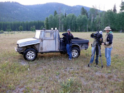 Andy Day, Rob Curtain, and Charles Debold with crew vehicle