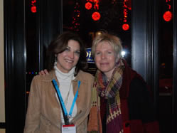 Gail Zawacki and Cindy Meehl, outside restaurant, Park City