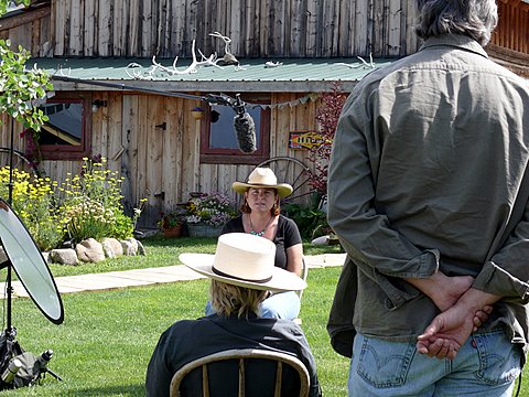 Cindy Meehl interviewing Paige with Charles Debold on camera